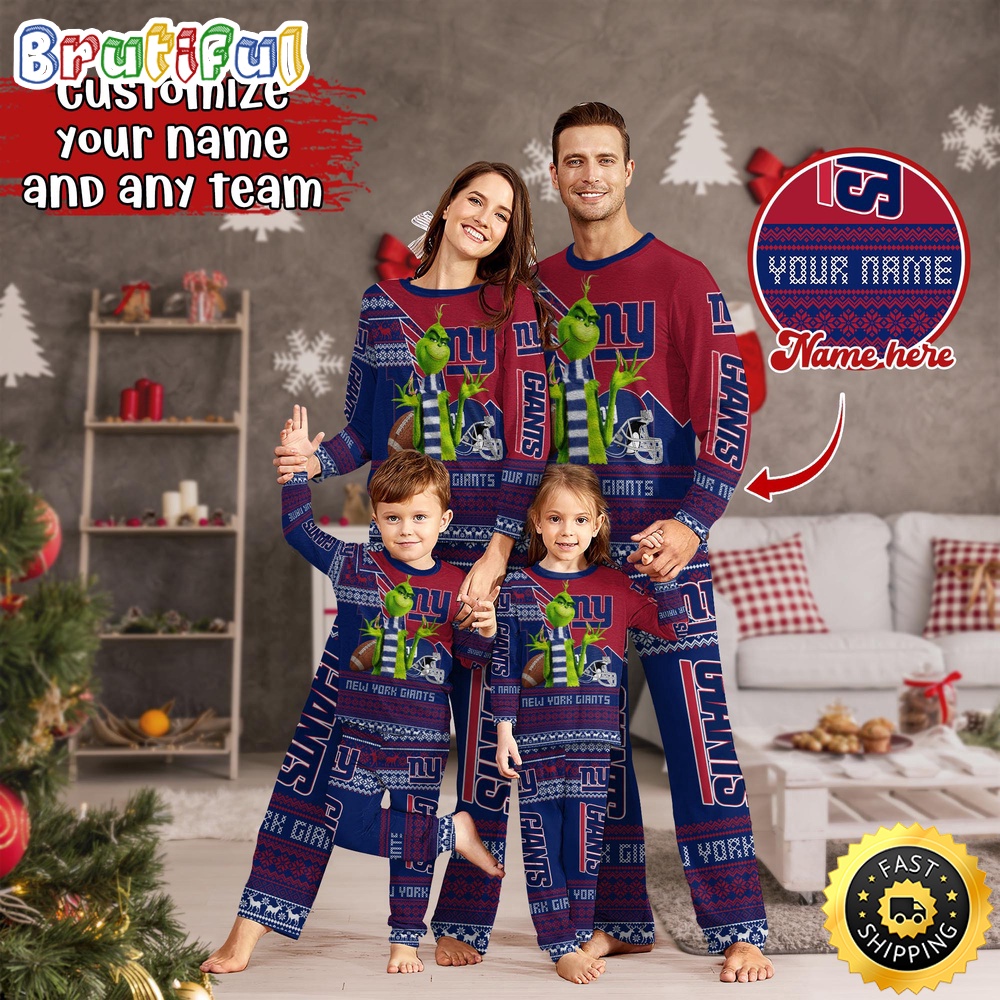 nfl new york giants pajamas christmas sports for family custom name pajamas 1myzg