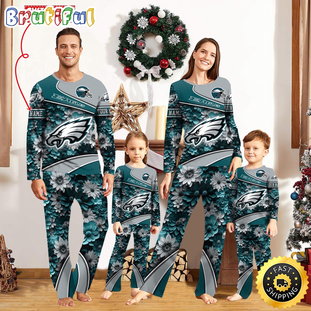 nfl philadelphia eagles pajamas flower sports for family custom name pajamas 2sphe