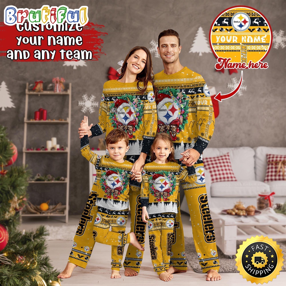 nfl pittsburgh steelers pajamas christmas for family custom name pajamas b8nk4