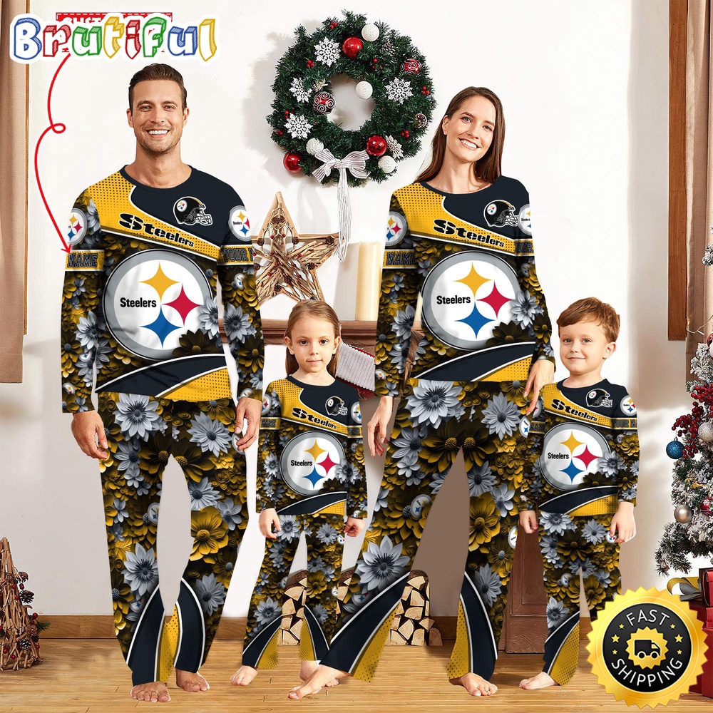 nfl pittsburgh steelers pajamas flower sports for family custom name pajamas mfi9i