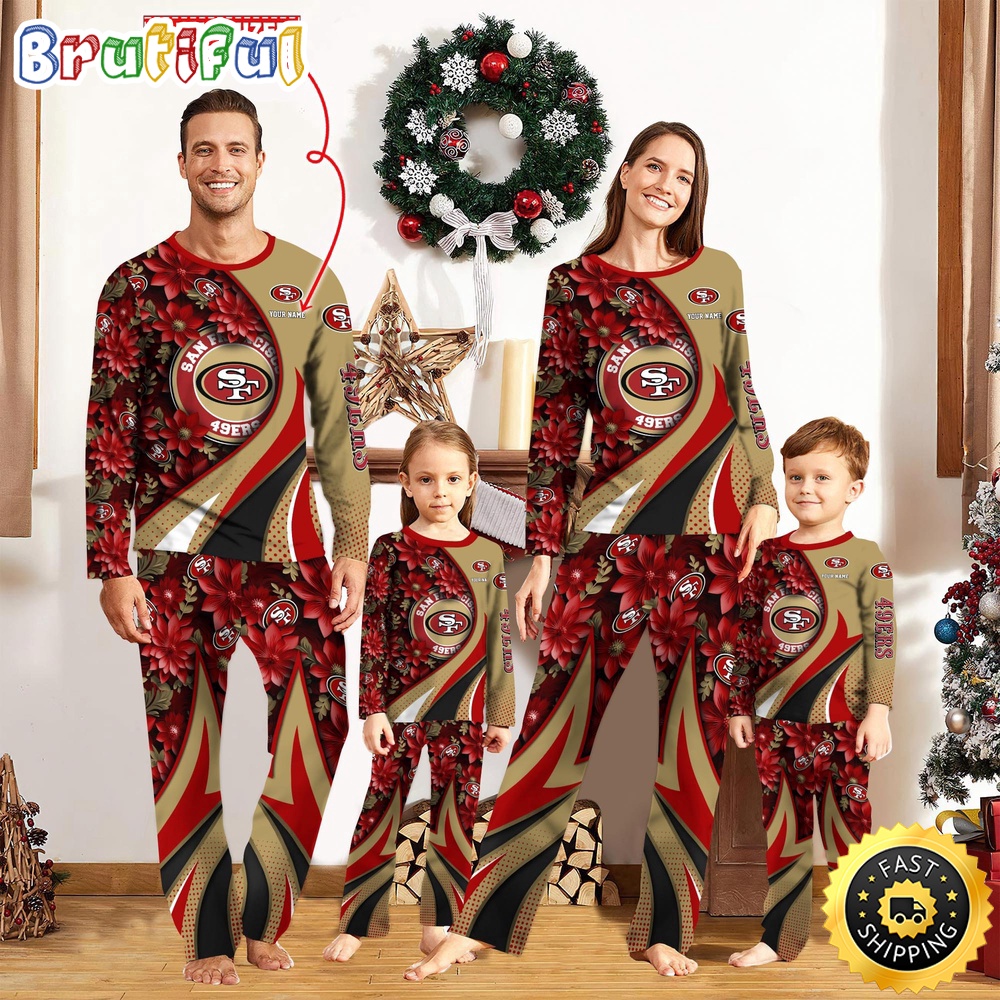 nfl san francisco 49ers pajamas flower for family custom name pajamas ylx4s