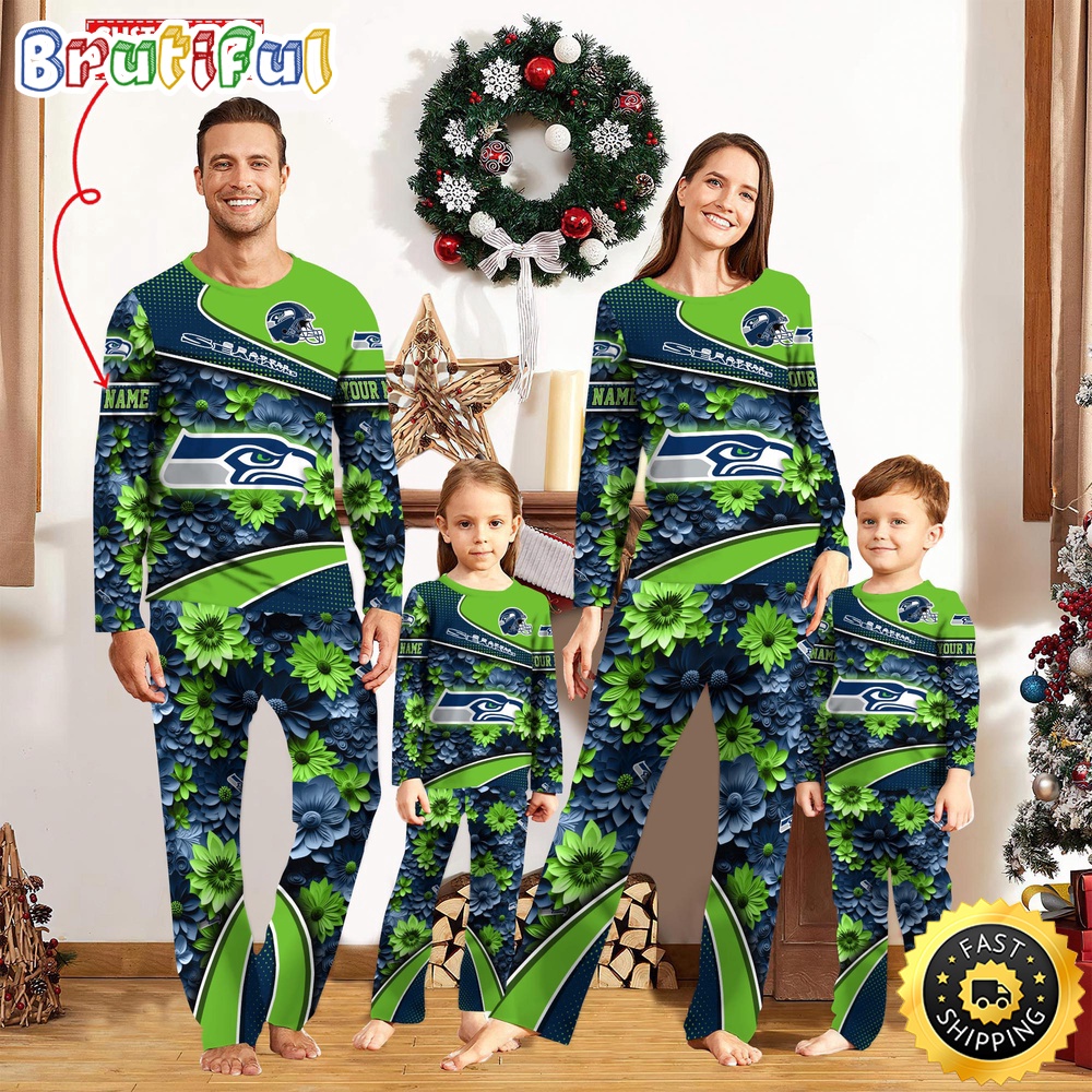 nfl seattle seahawks pajamas flower sports for family custom name pajamas 3ppmj