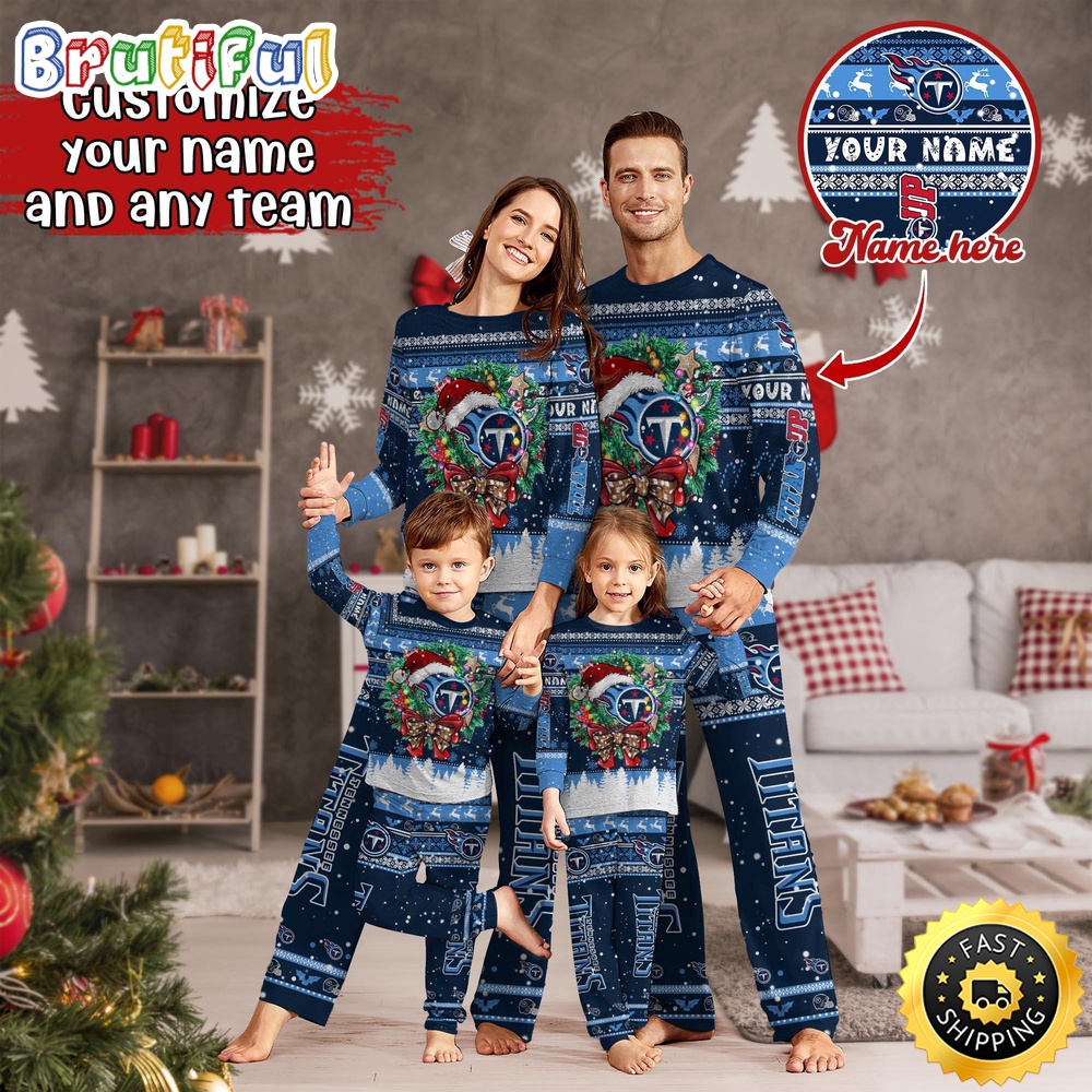 nfl tennessee titans pajamas christmas for family custom name pajamas j5ebk