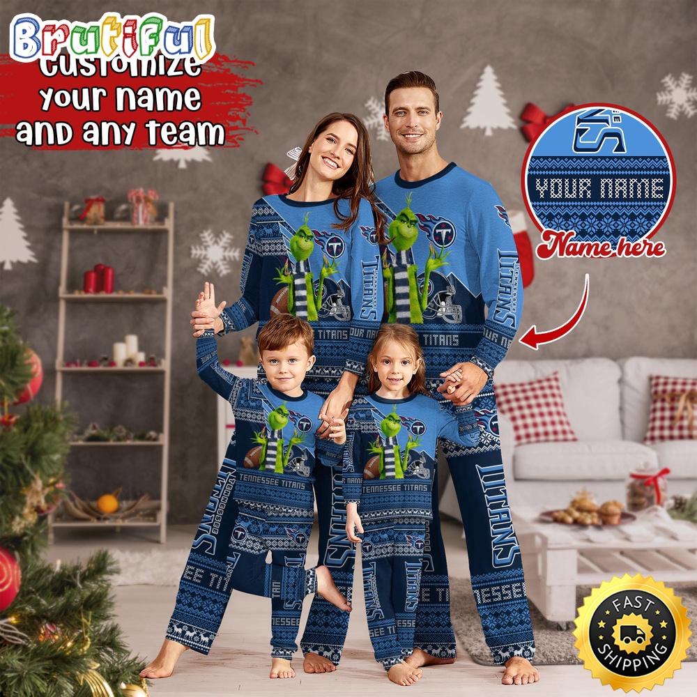 nfl tennessee titans pajamas christmas sports for family custom name pajamas snm2a