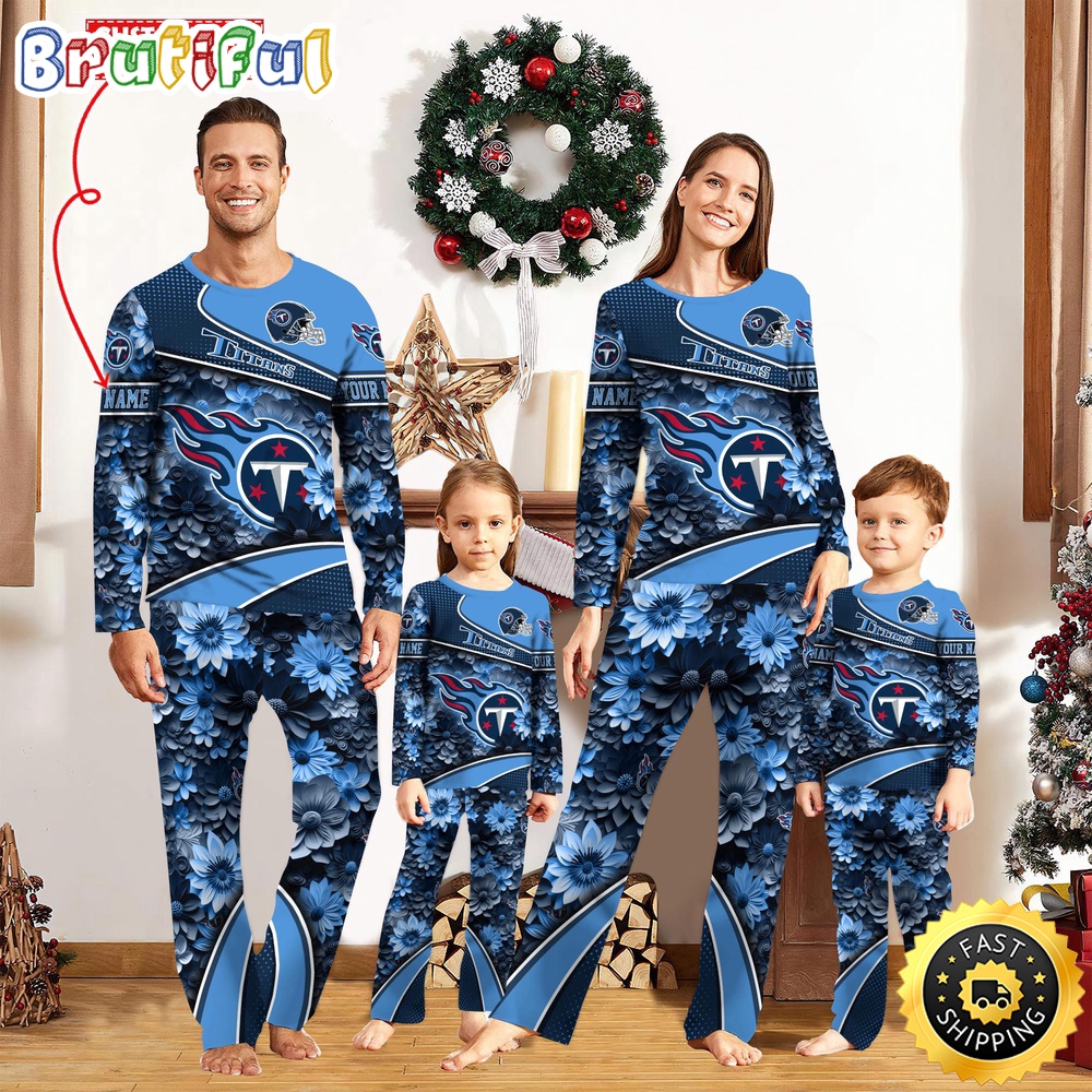 nfl tennessee titans pajamas flower sports for family custom name pajamas obls3