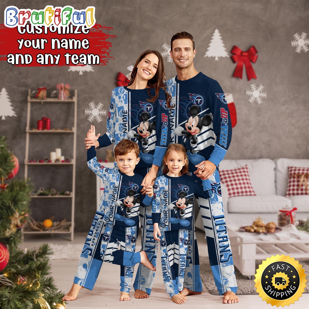 nfl tennessee titans pajamas mickey mouse for family custom name pajamas eravx