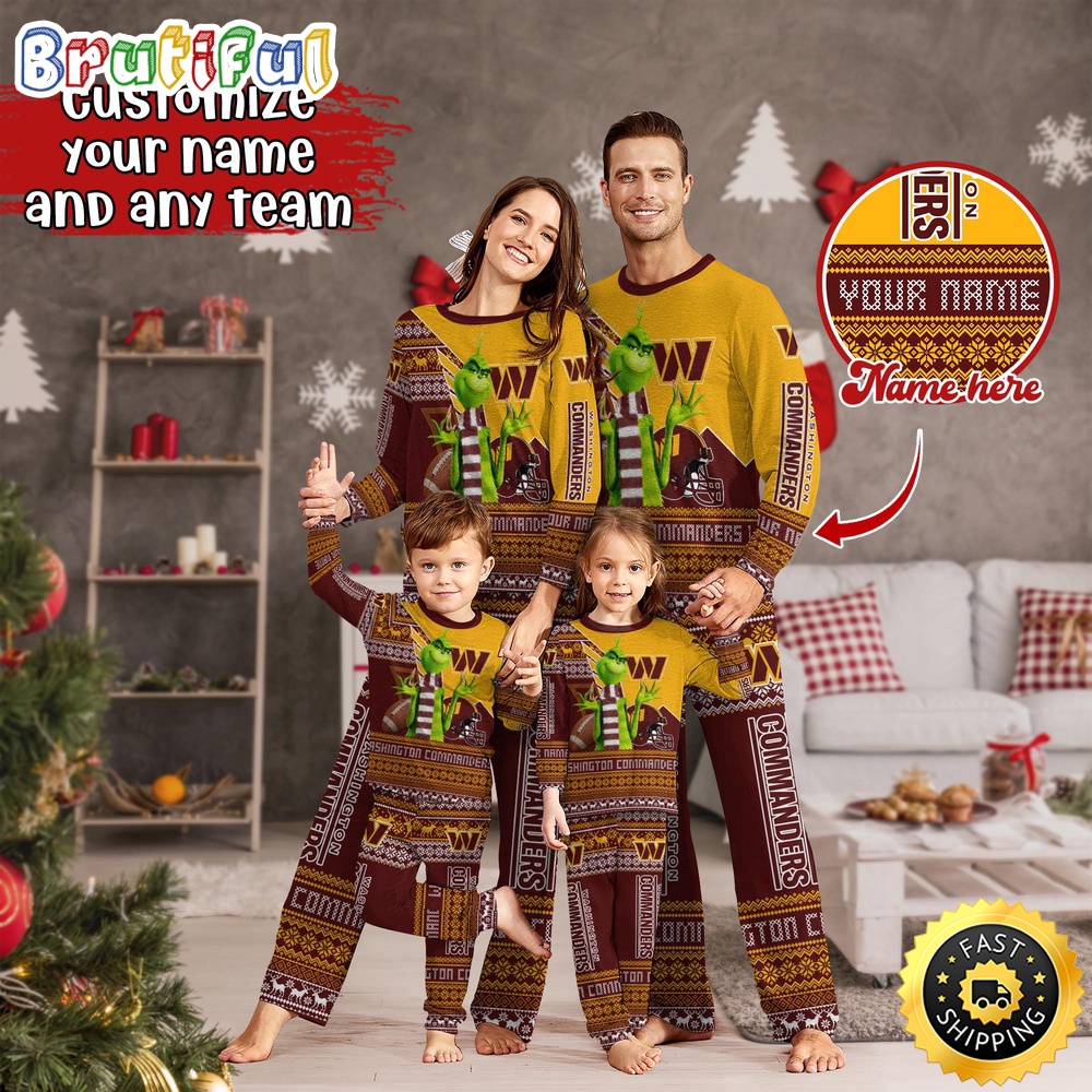 nfl washington commanders pajamas christmas sports for family custom name pajamas 1km3l