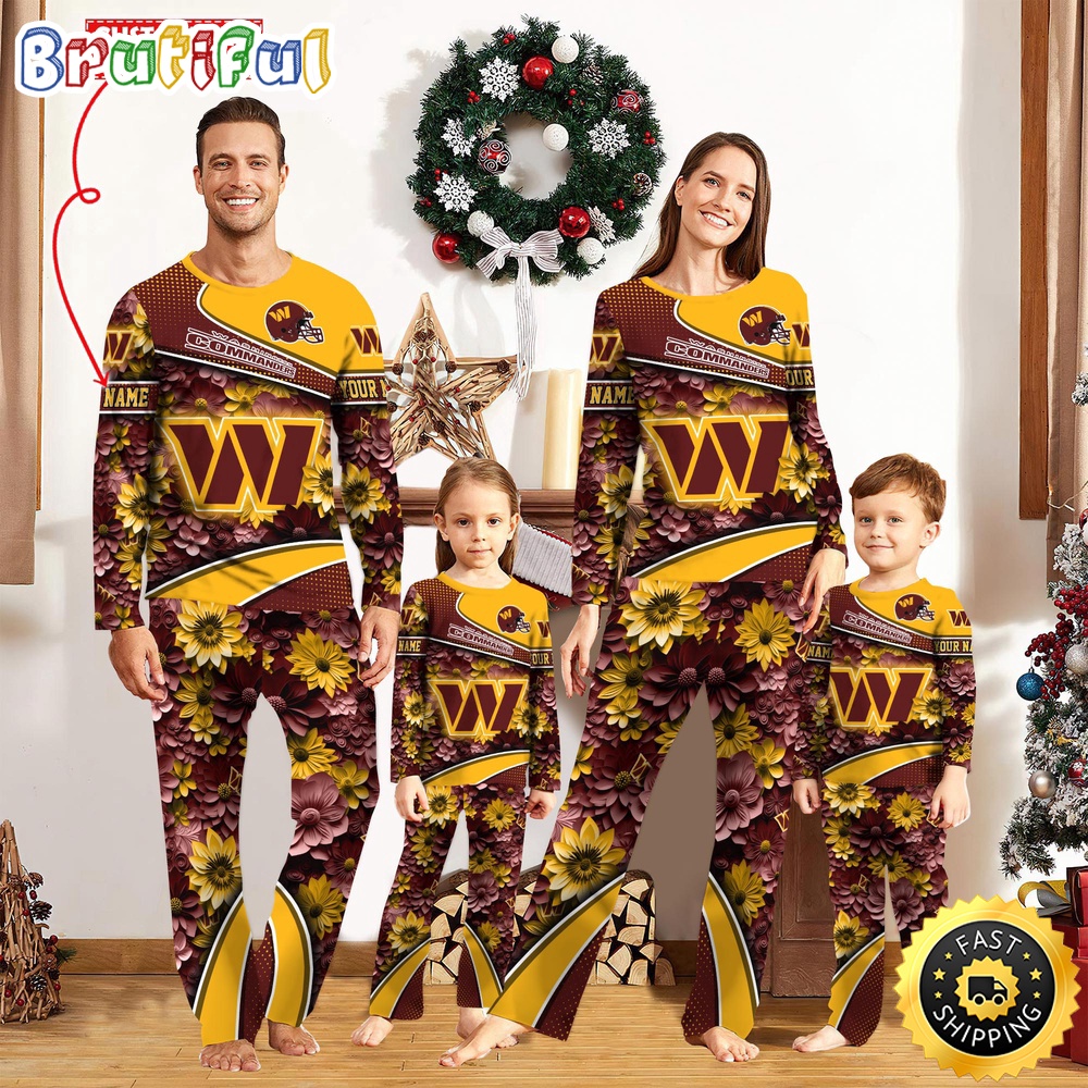 nfl washington commanders pajamas flower sports for family custom name pajamas a4b3d