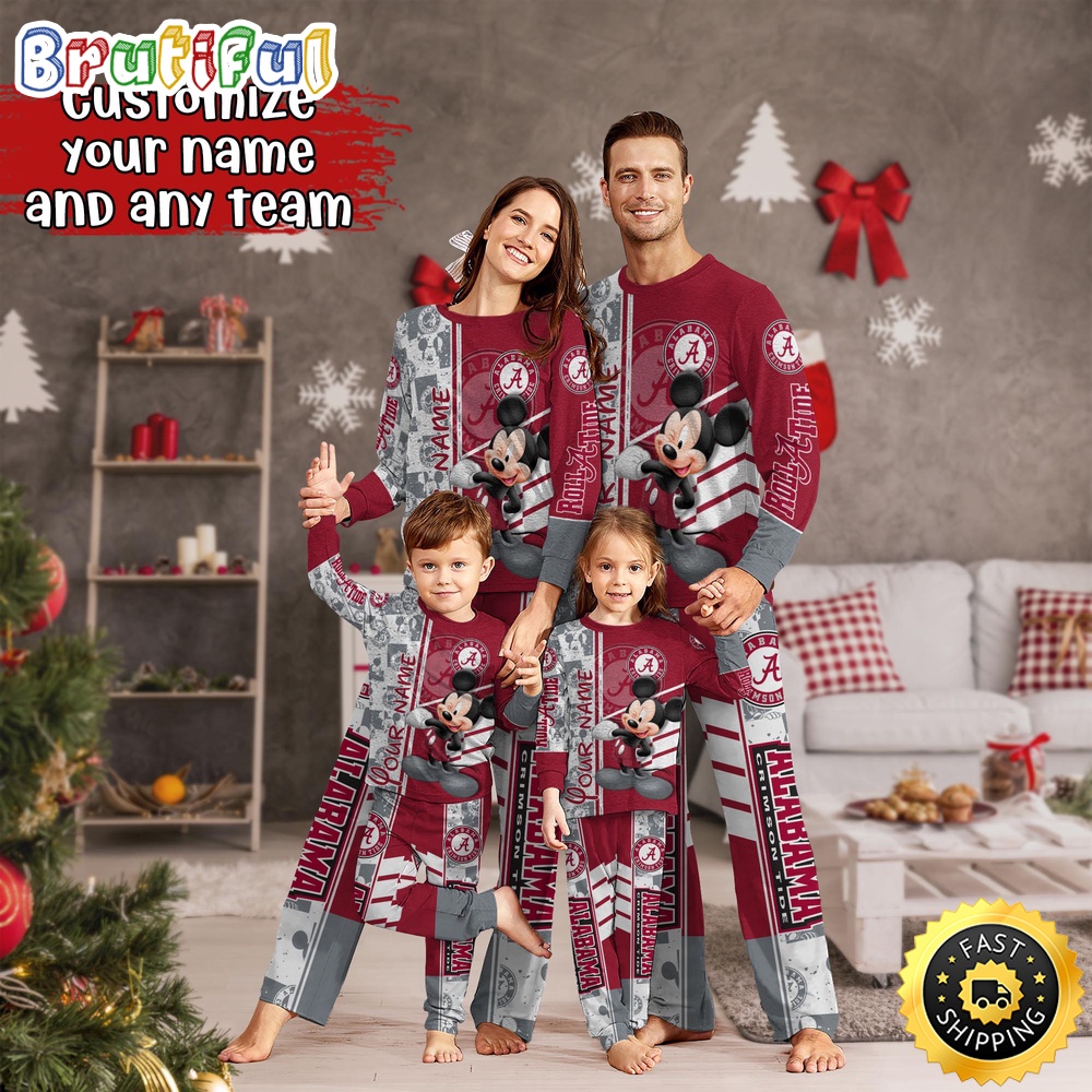 personalized ncaa alabama crimson tide pajamas mickey mouse for family fbu19