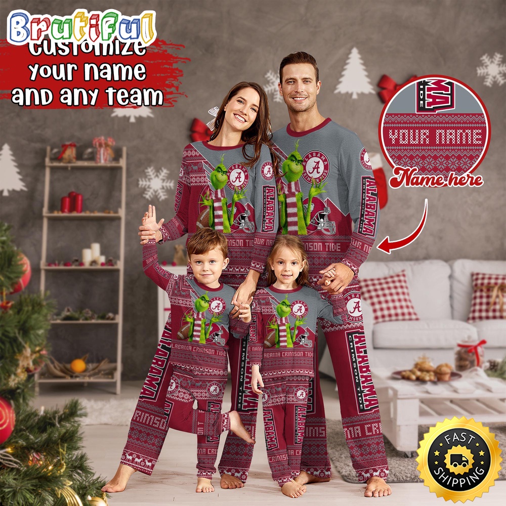 personalized ncaa alabama crimson tide pajamas xmas for sport family j6dym