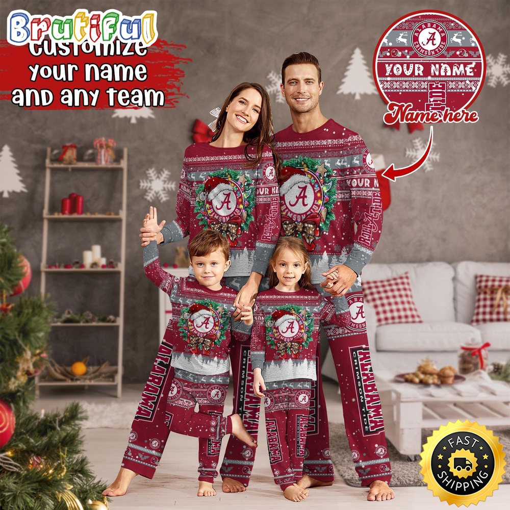 personalized ncaa alabama crimson tide pajamas xmas for sports fan gljey