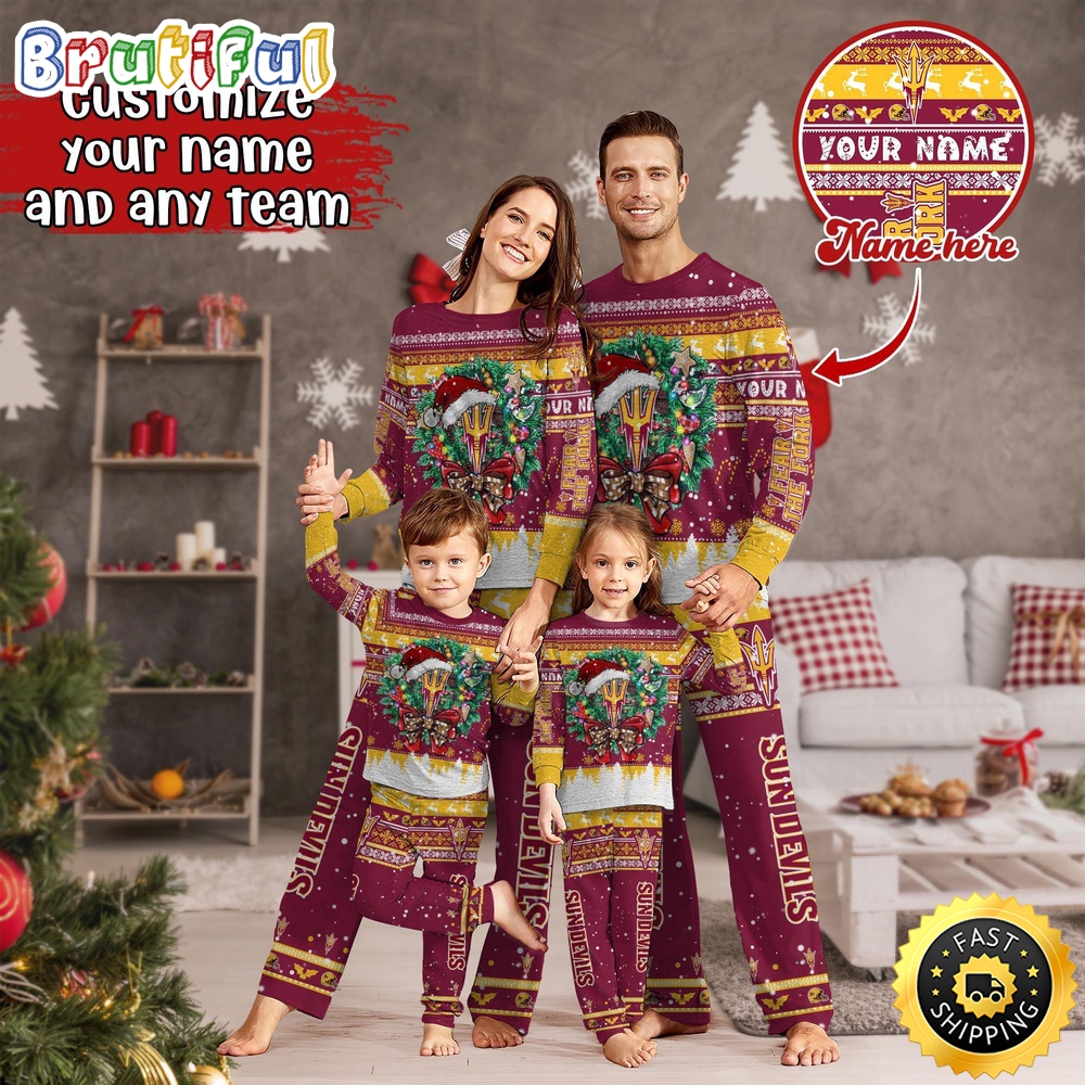 personalized ncaa arizona state sun devils pajamas christmas pajamas for sports fan ay5b3