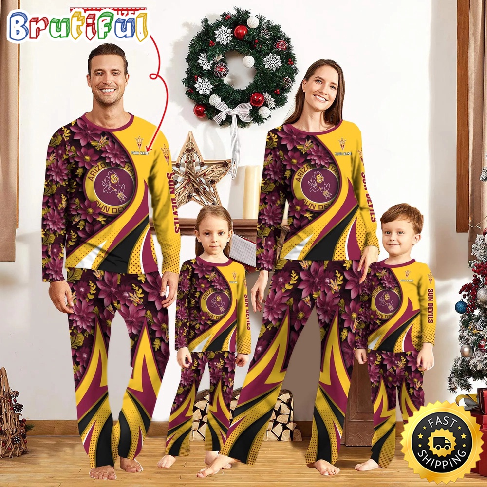 personalized ncaa arizona state sun devils pajamas flower for sport family fy08e