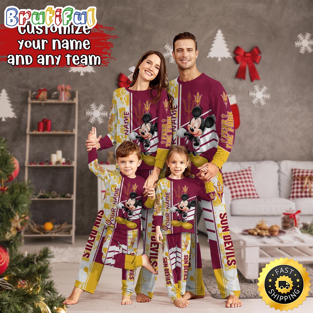 personalized ncaa arizona state sun devils pajamas mickey mouse for family kp7bx