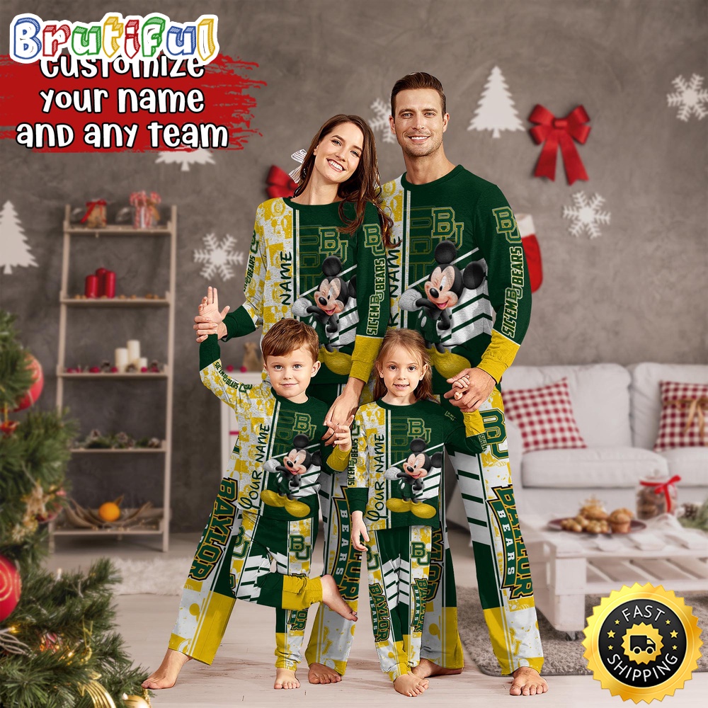 personalized ncaa baylor bears pajamas mickey mouse for family f6dh6