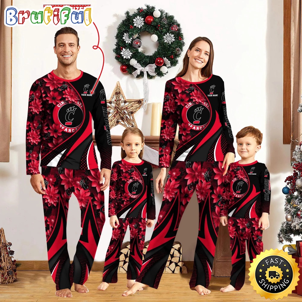 personalized ncaa cincinnati bearcats pajamas flower for sport family g8qnd