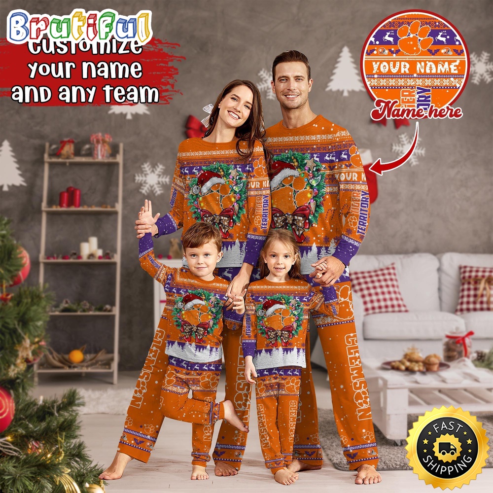 personalized ncaa clemson tigers pajamas xmas for sports fan cc867