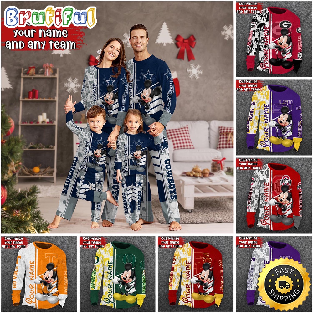 personalized ncaa customize pajamas mickey mouse for family zgnk4