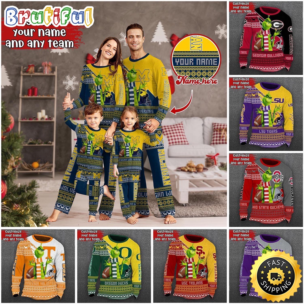 personalized ncaa customized pajamas xmas for sport family sov3k