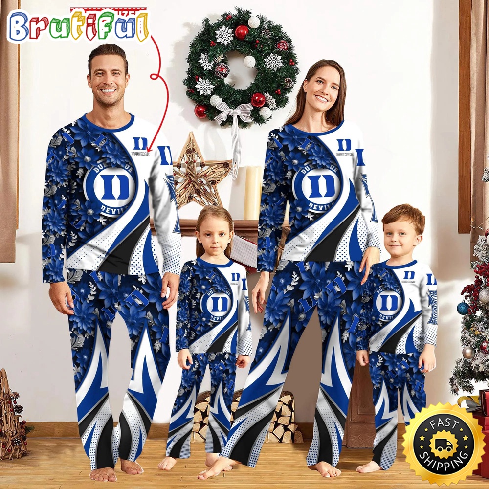 personalized ncaa duke blue devils pajamas flower for sport family rplua