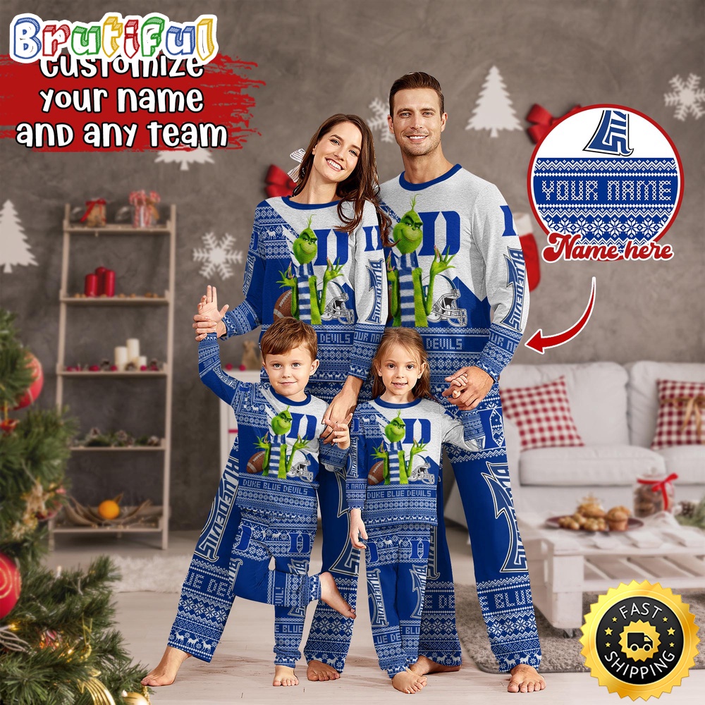 personalized ncaa duke blue devils pajamas xmas for sport family i19ob