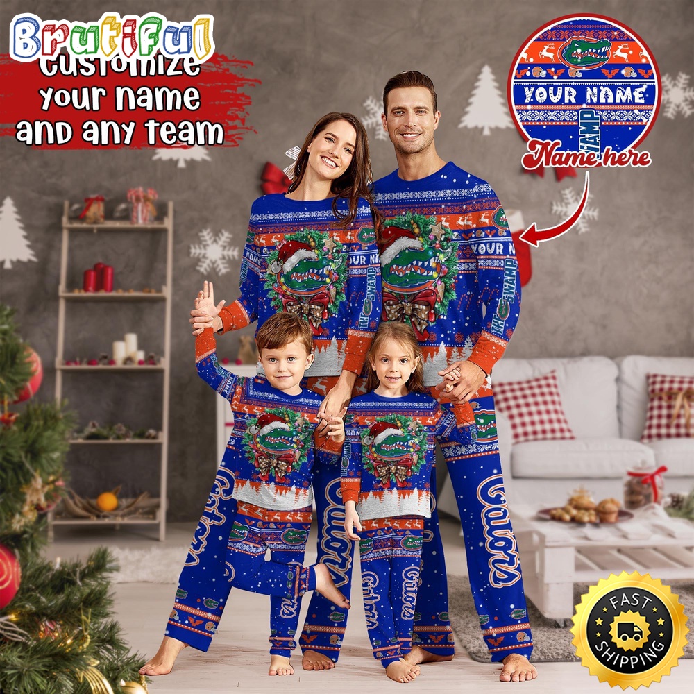 personalized ncaa florida gators pajamas christmas pajamas for sports fan 90no1