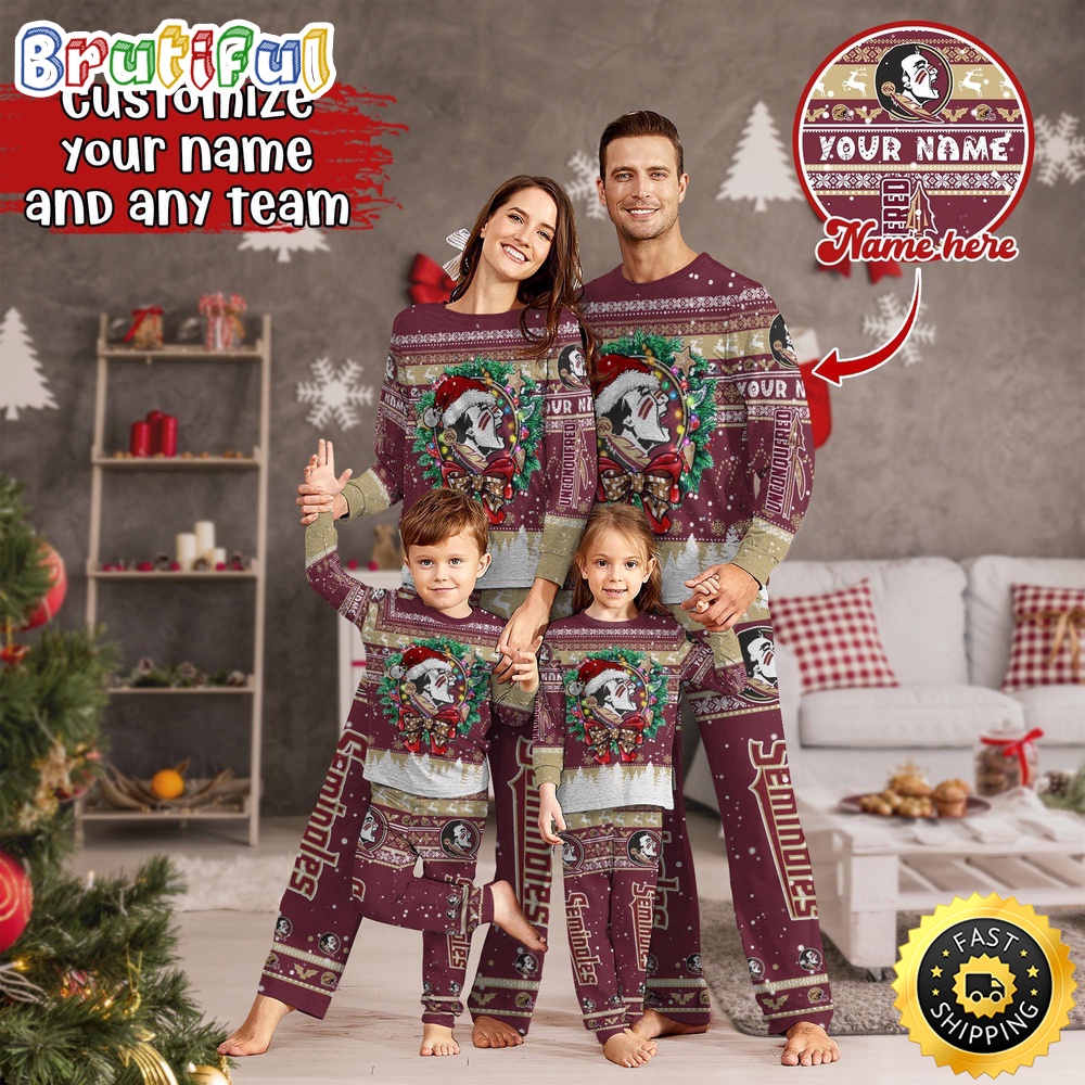 personalized ncaa florida state seminoles pajamas christmas pajamas for sports fan zp7sa