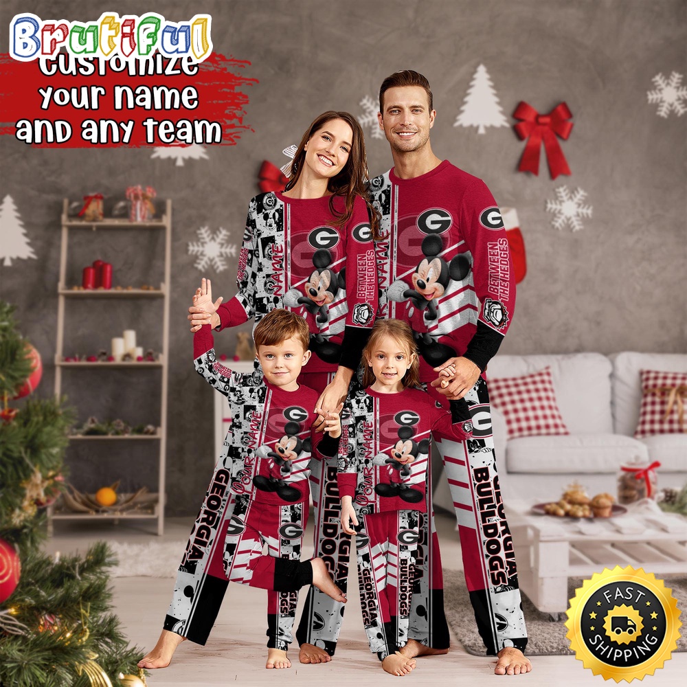 personalized ncaa georgia bulldogs pajamas mickey mouse for family dql9x
