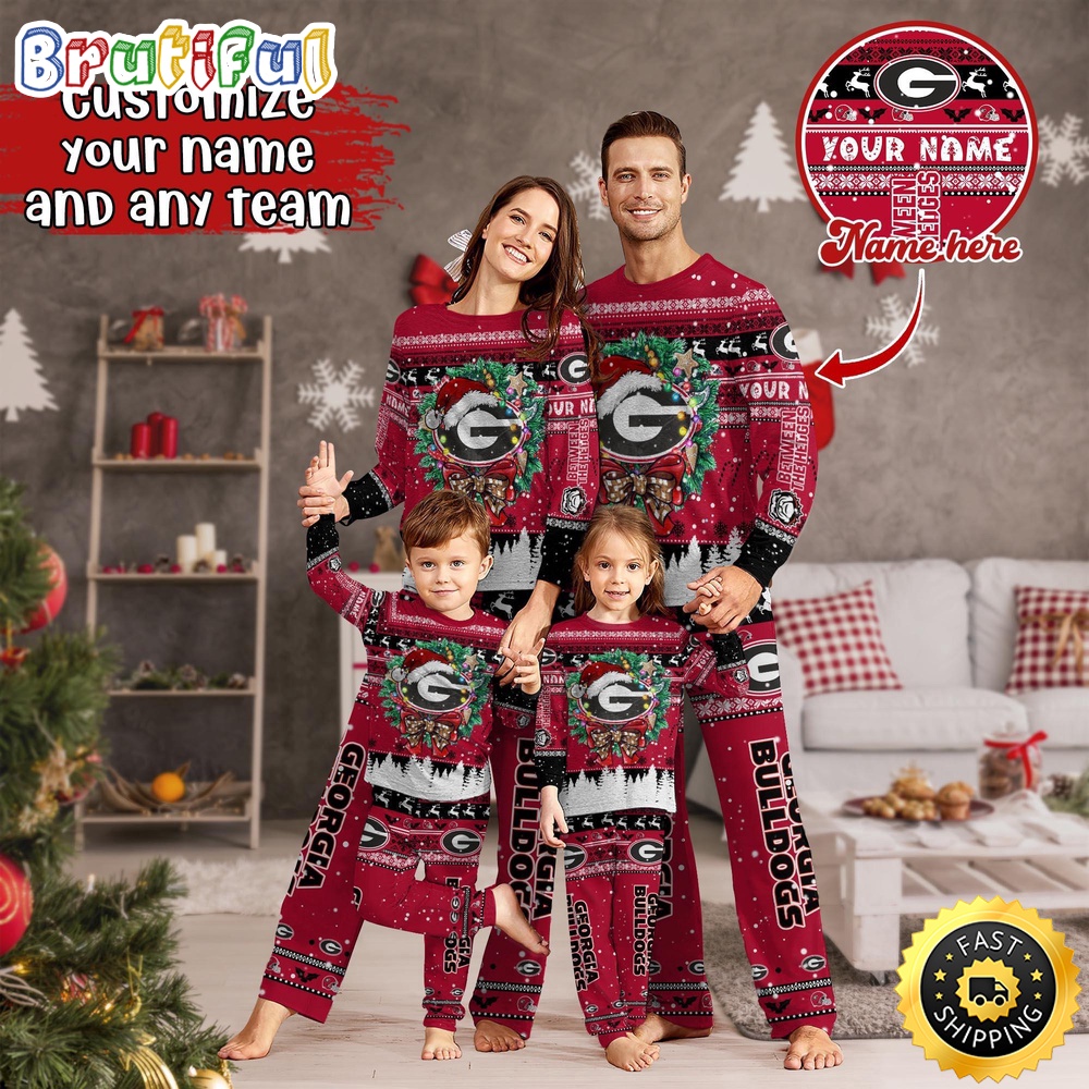 personalized ncaa georgia bulldogs pajamas xmas for sports fan dc5ft