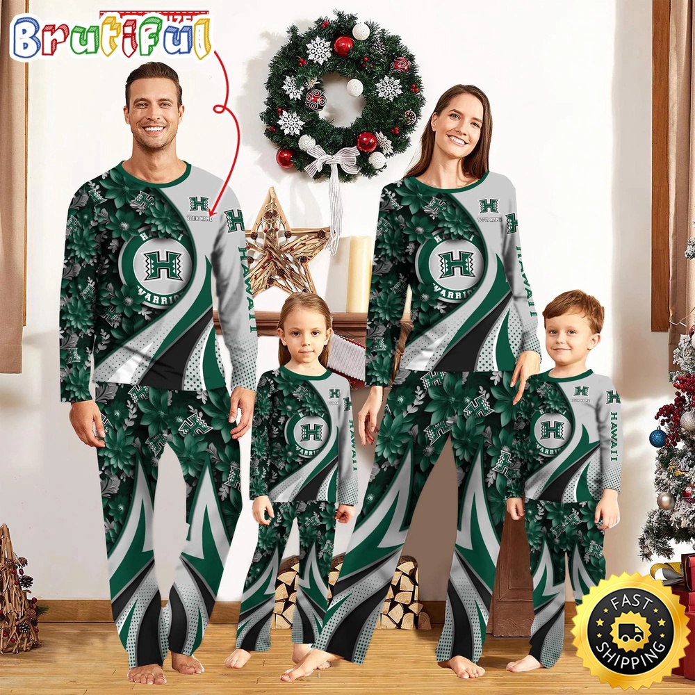 personalized ncaa hawaii rainbow warriors pajamas flower for sport family fjle4