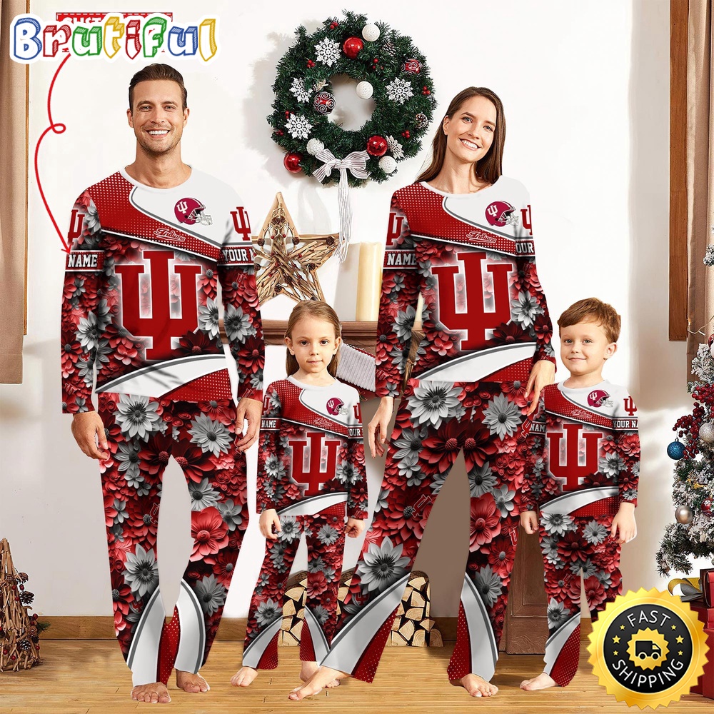 personalized ncaa indiana hoosiers pajamas for family pajamas sport fans 411li