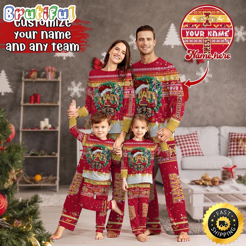 personalized ncaa iowa state cyclones pajamas christmas pajamas for sports fan pnvdy