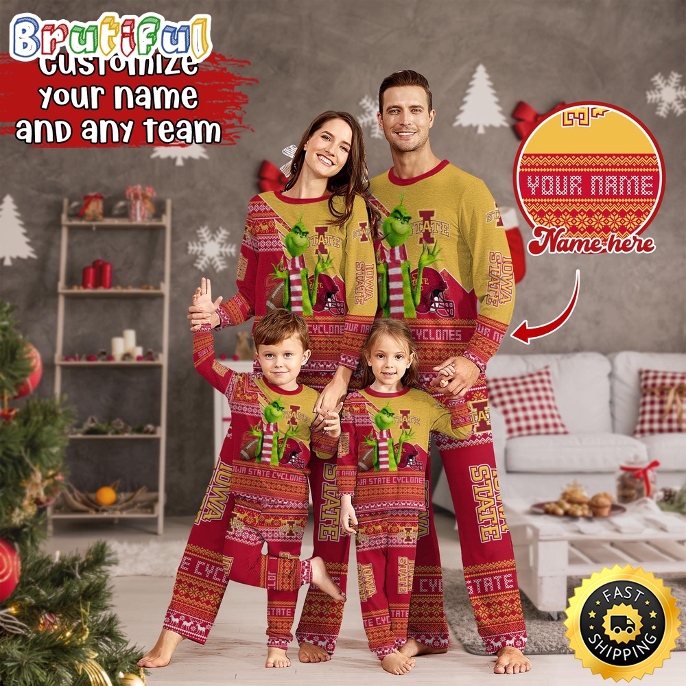 personalized ncaa iowa state cyclones pajamas xmas for sport family 51okl