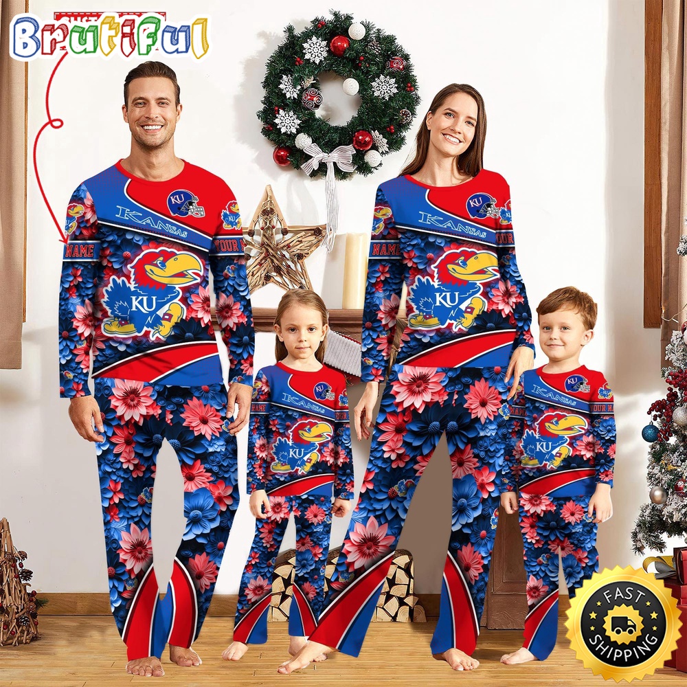 personalized ncaa kansas jayhawks pajamas for family pajamas sport fans t366b