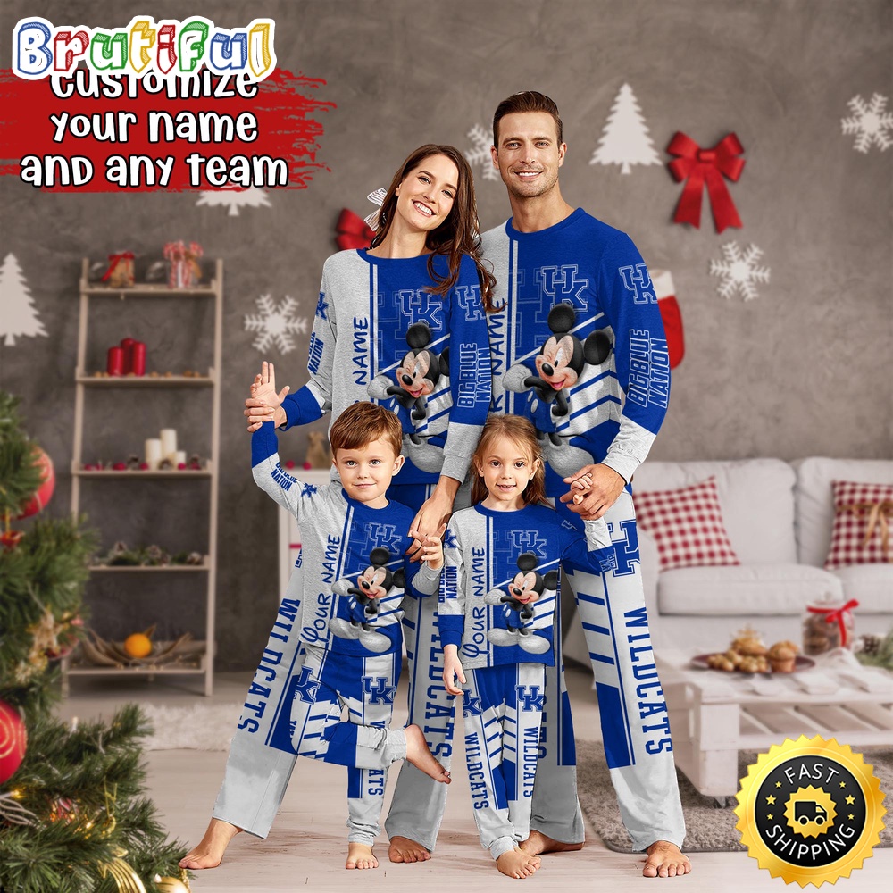 personalized ncaa kentucky wildcats pajamas mickey mouse for family b087n