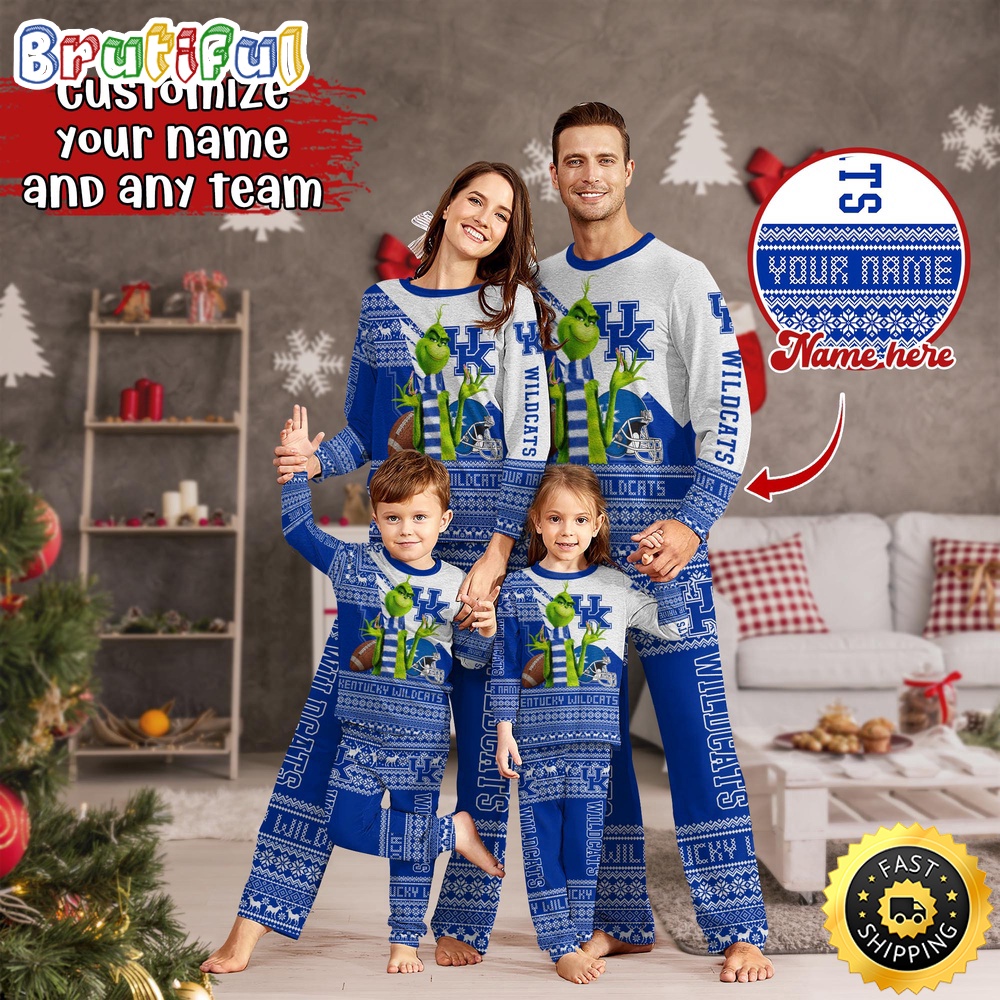 personalized ncaa kentucky wildcats pajamas xmas for sport family 11pe7