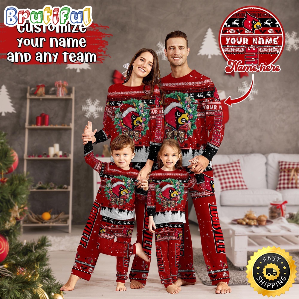 personalized ncaa louisville cardinals pajamas christmas pajamas for sports fan uwgfu