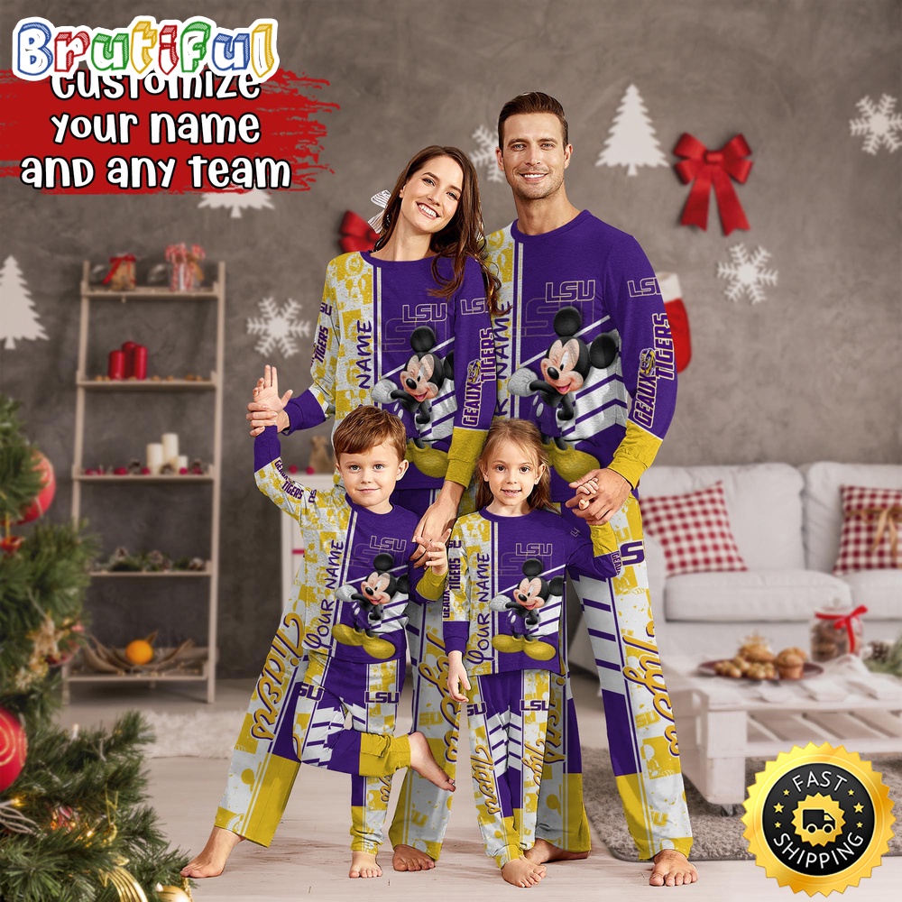 personalized ncaa lsu tigers pajamas mickey mouse for family u804y