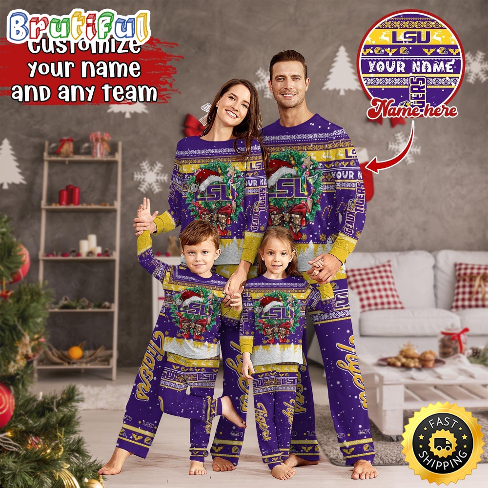 personalized ncaa lsu tigers pajamas xmas for sports fan zrywj