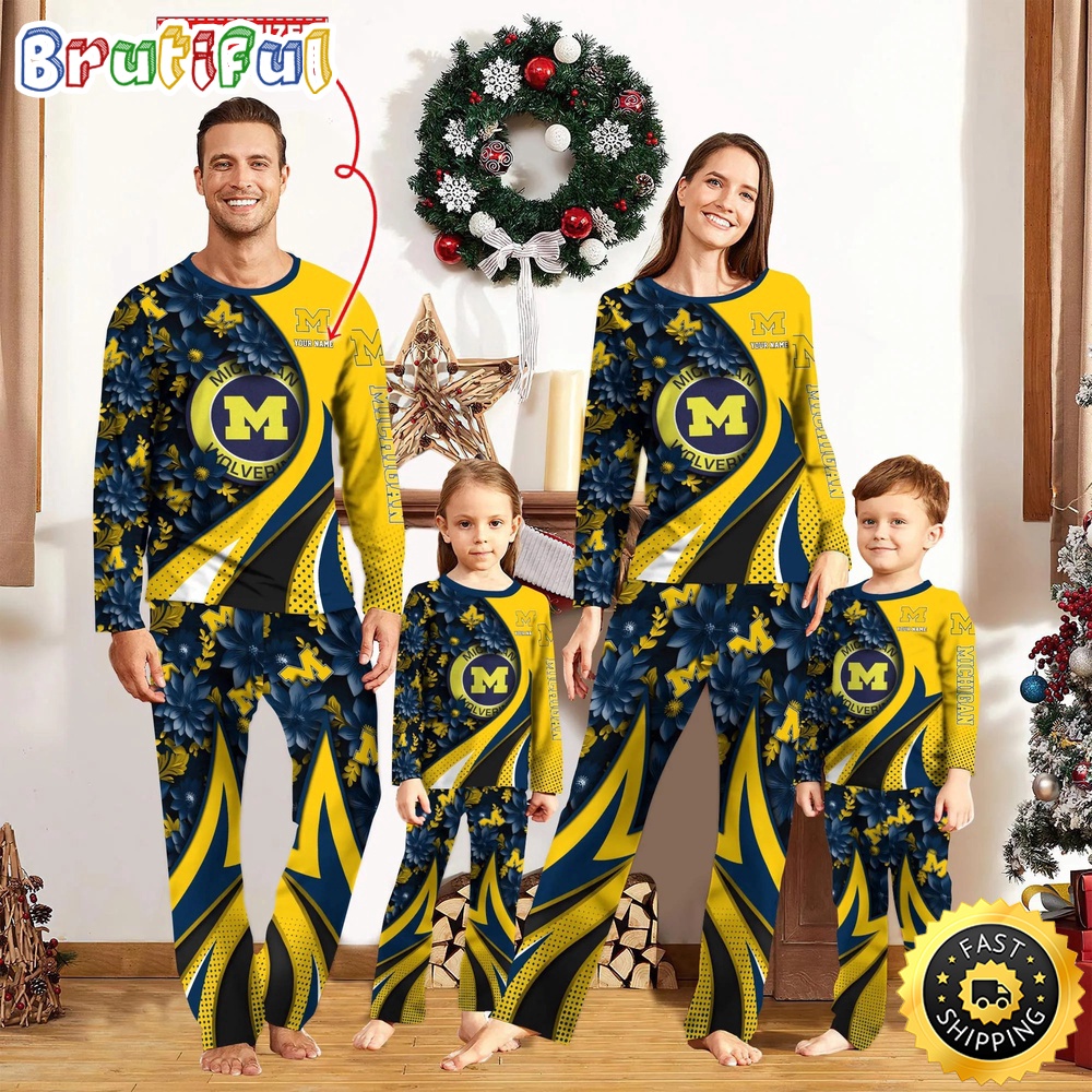 personalized ncaa michigan wolverines pajamas flower for sport family m76pz
