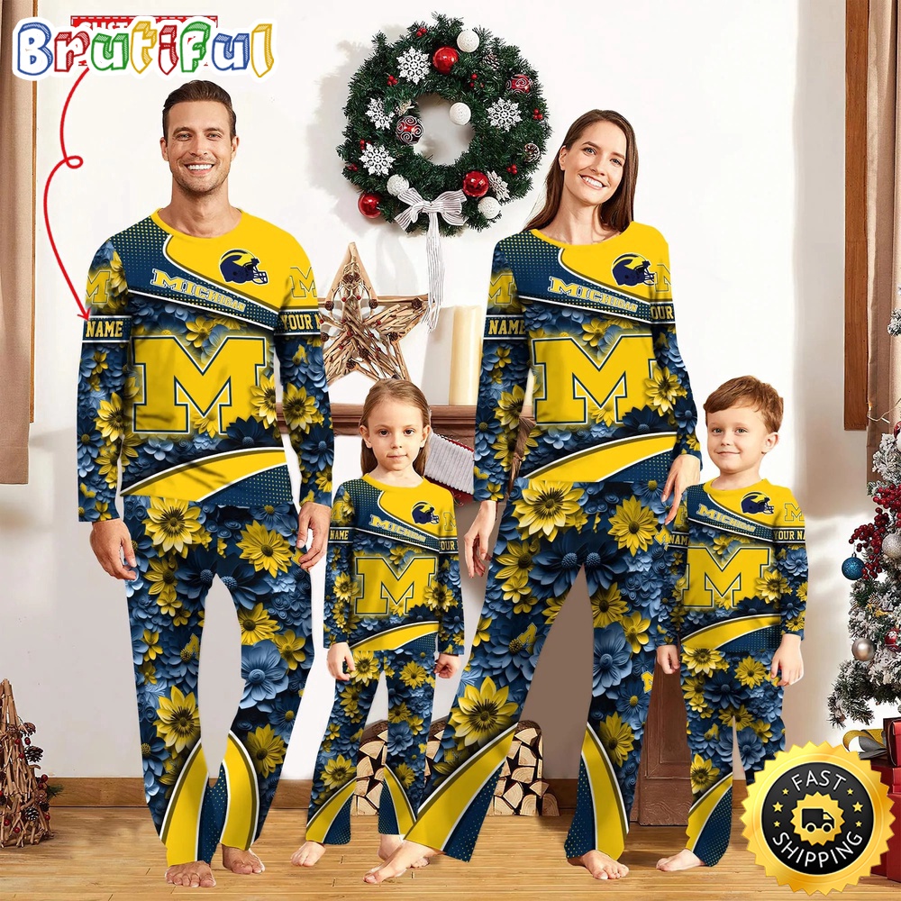 personalized ncaa michigan wolverines pajamas for family pajamas sport fans cw3t8