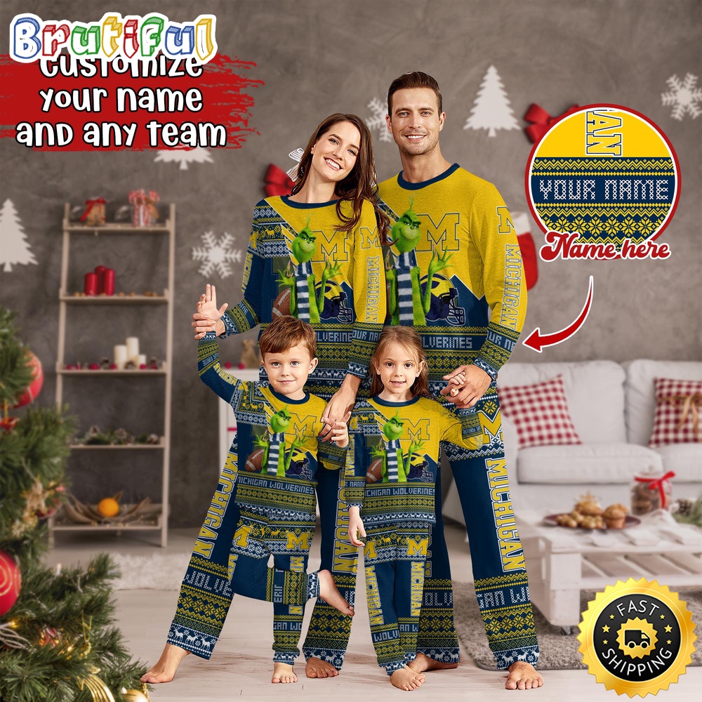 personalized ncaa michigan wolverines pajamas xmas for sport family mmwn8