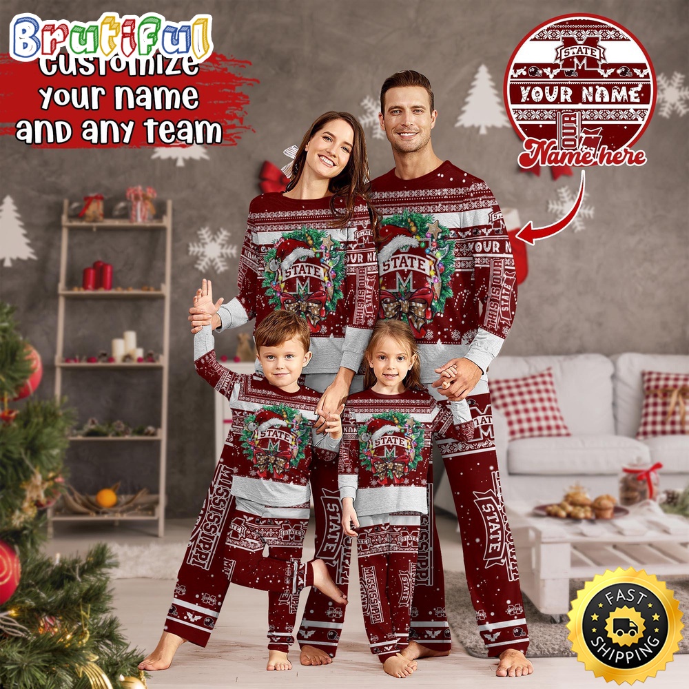 personalized ncaa mississippi state bulldogs pajamas xmas for sports fan cd7d3