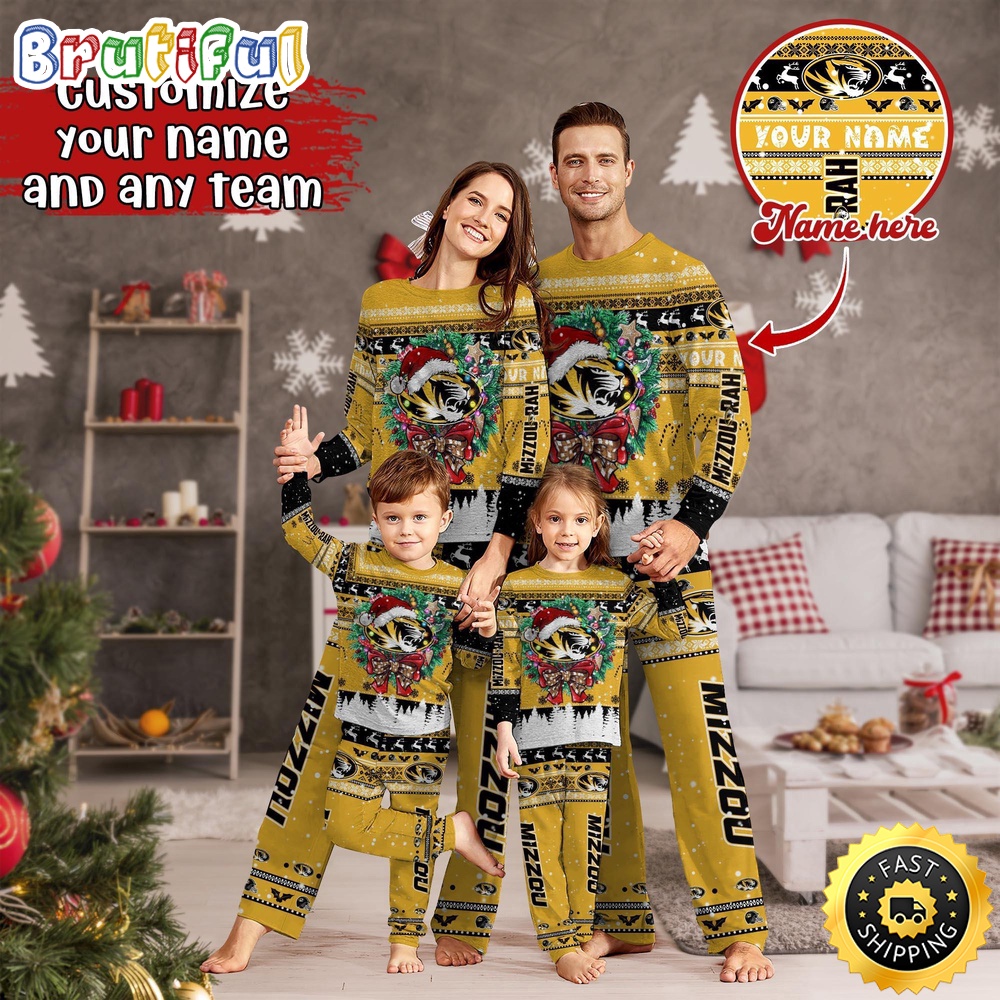 personalized ncaa missouri tigers pajamas christmas pajamas for sports fan 9ksq7
