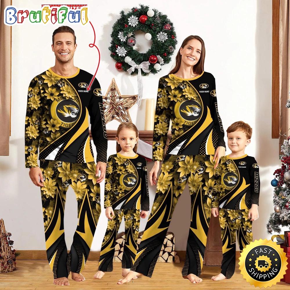 personalized ncaa missouri tigers pajamas flower for sport family oiuqo