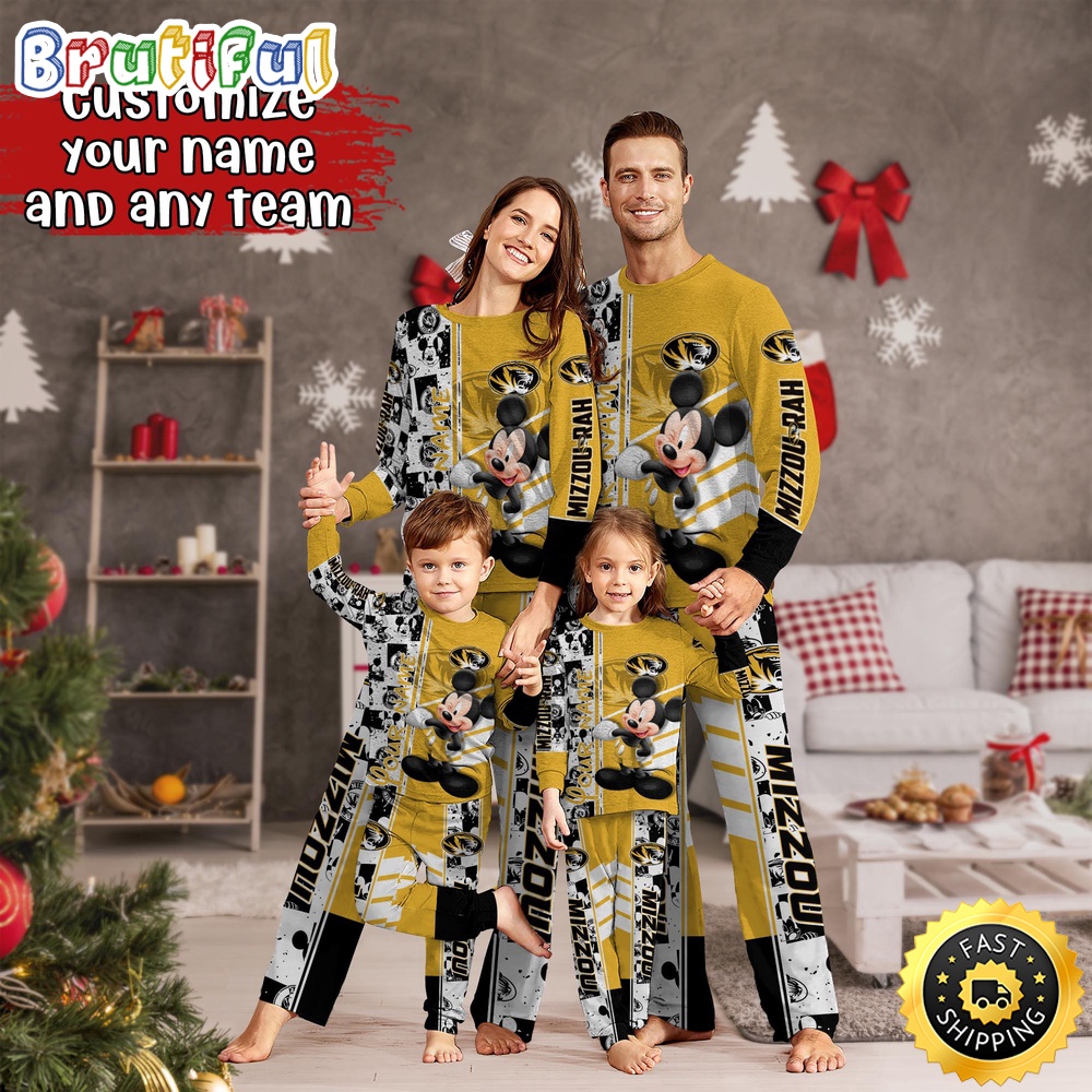 personalized ncaa missouri tigers pajamas mickey mouse for family 2k9rw