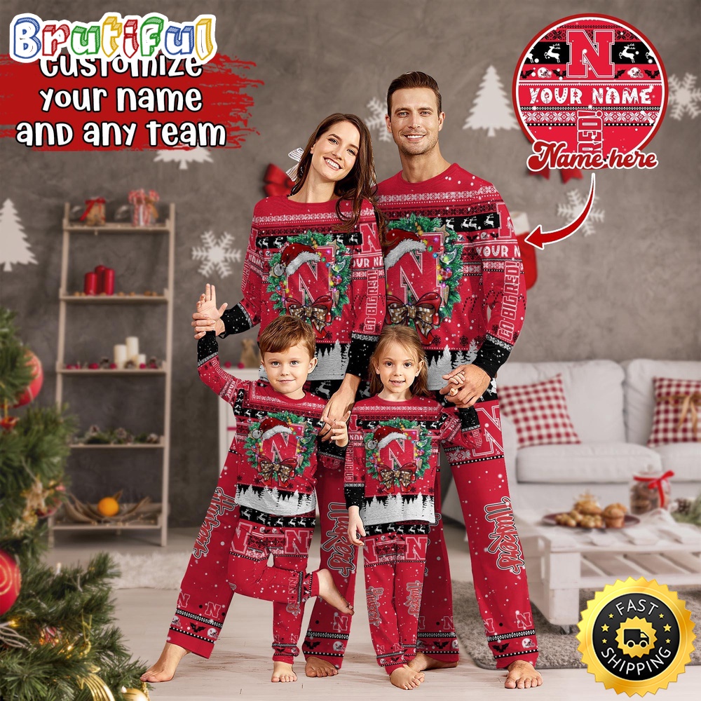 personalized ncaa nebraska cornhuskers pajamas christmas pajamas for sports fan 68qp7