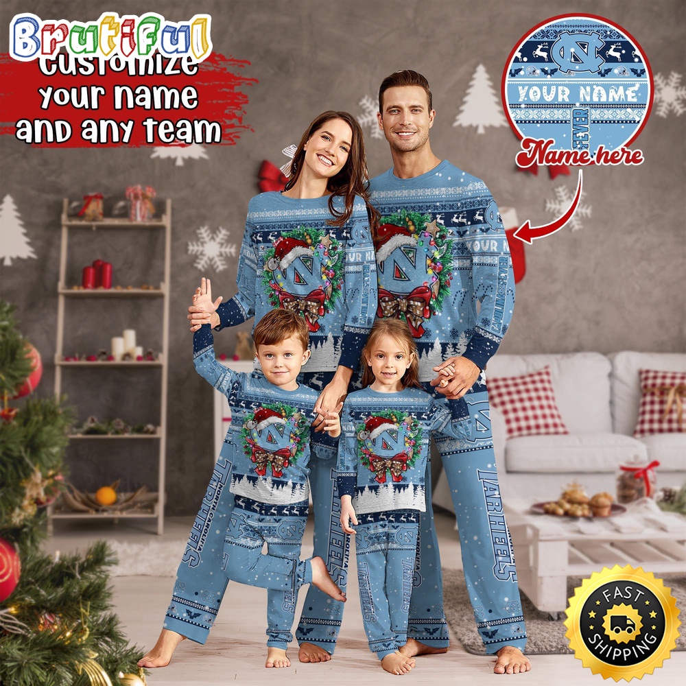 personalized ncaa north carolina tar heels pajamas christmas pajamas for sports fan en7va