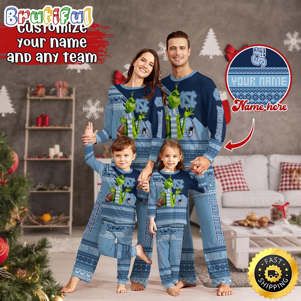 personalized ncaa north carolina tar heels pajamas xmas for sport family a1lkw