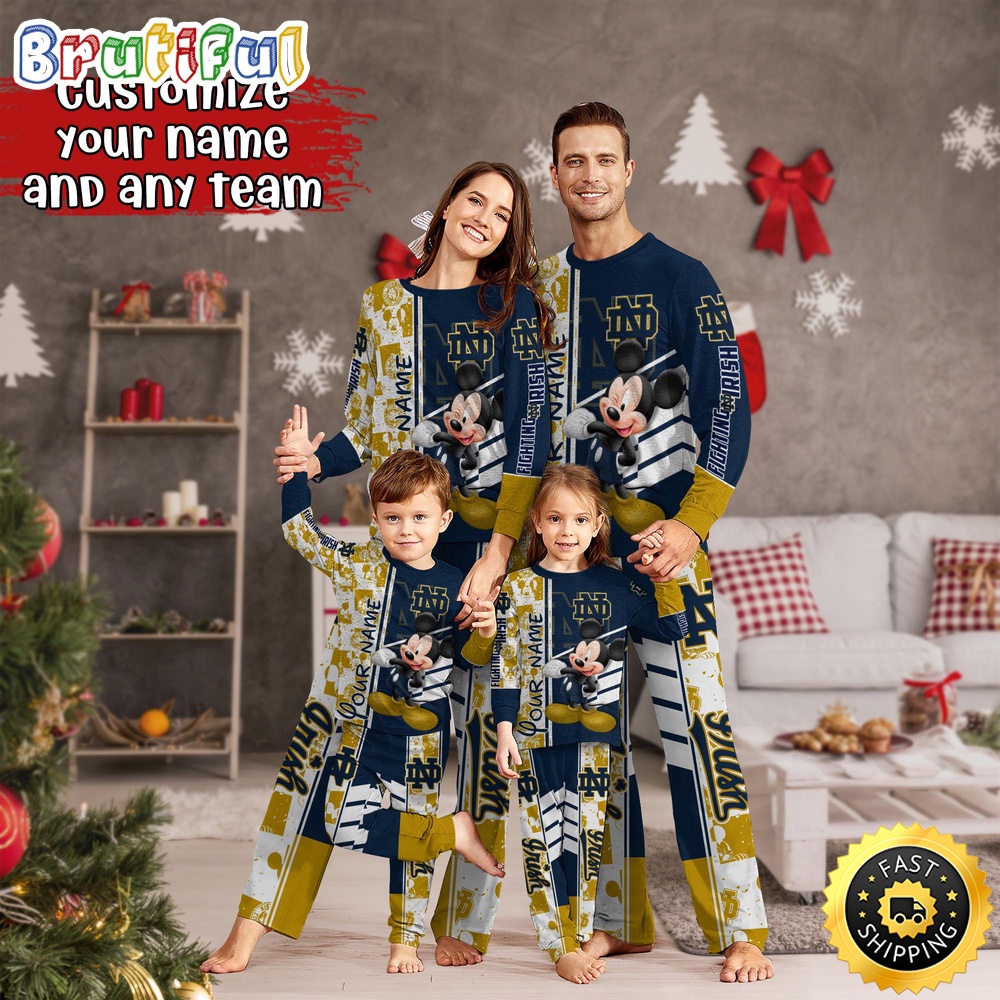 personalized ncaa notre dame fighting irish pajamas mickey mouse for family 7fy61